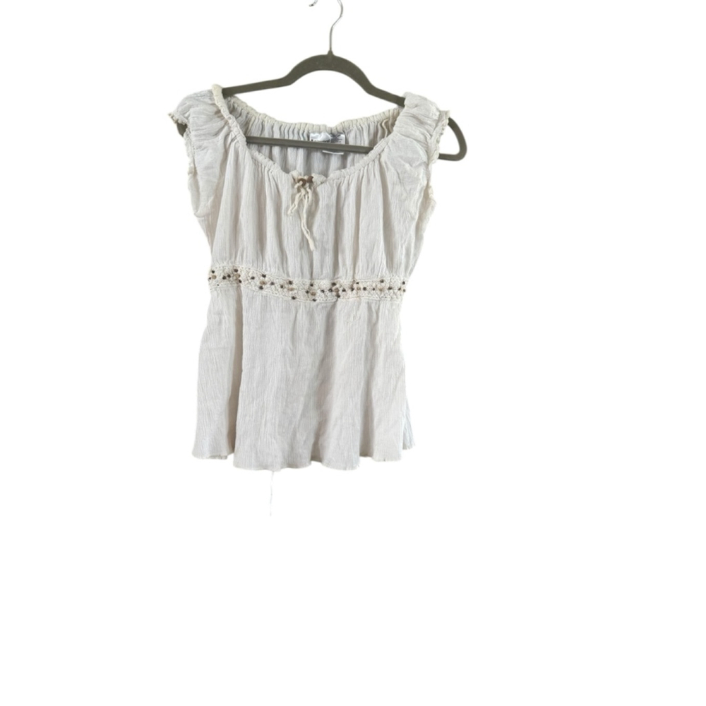 Juniors No Boundaries Blouse L Ivory - Picture 7 of 8